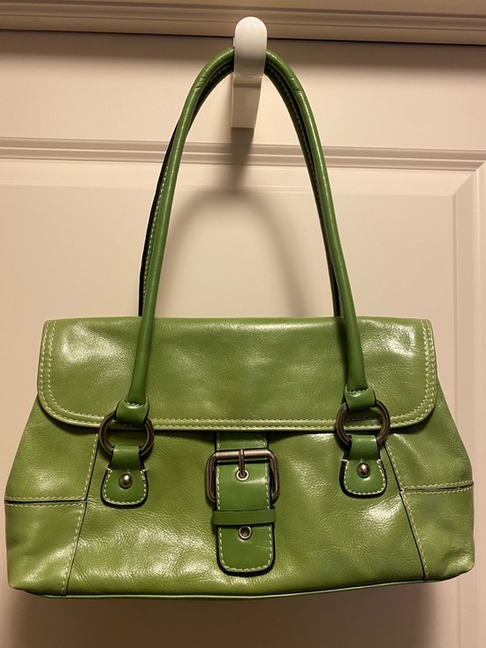 Giani Bernini Handbags - Vintage Giani Bernini Green Leather Buckle Shoulder Bag
